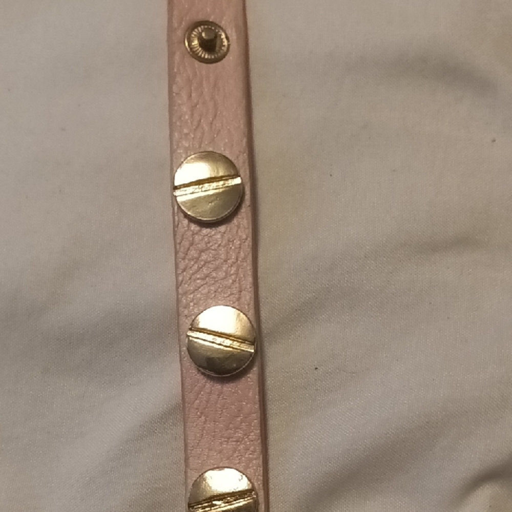 Elegant Pink Leather Belt with Gold Studs